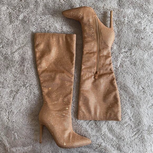 Women's Gold and Tan Boots - Picture 1 of 6